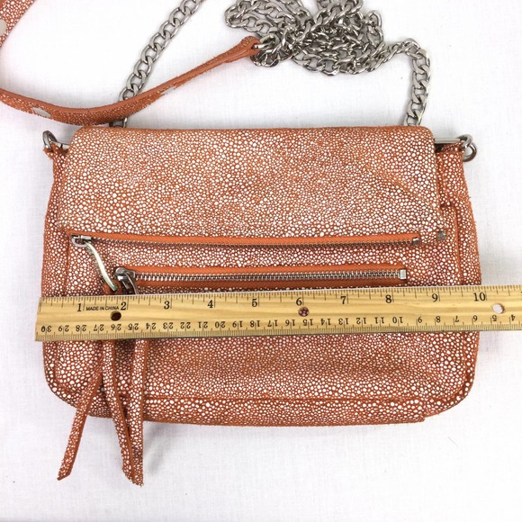 Sorial New York Women's Fabric Flap Over Zippered Chain Link Brown Crossbody - Picture 13 of 16